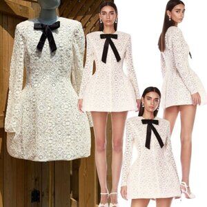 🆕 BRONX & BANCO 🧿 NWOT Courtney Long Sleeve White Lace Mini Dress, Sz XL US 10
